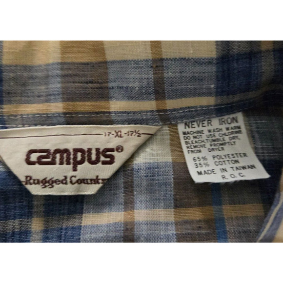 Campus Shirt‎ Mens XL Rugged Country Western Cowboy Rodeo Pearl Snap Plaid - Picture 3 of 7
